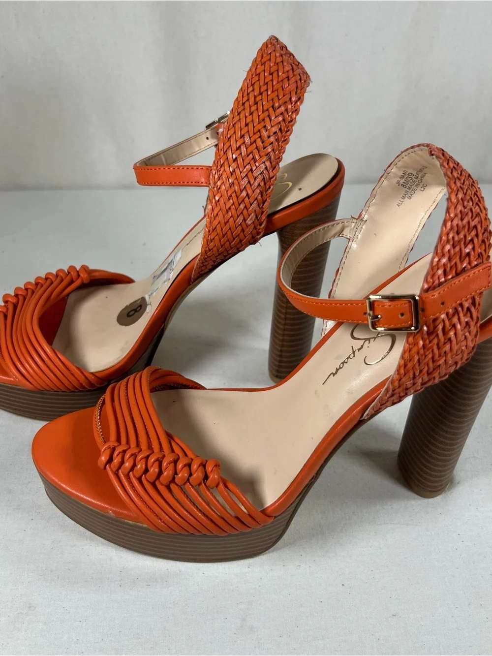 Jessica Simpson Orange Braided Strap Platform Sandals